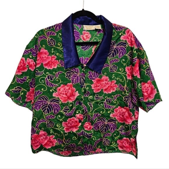 VICTORIA'S SECRET Vintage Gold Label Floral Top - Size Medium - Picture 1 of 8
